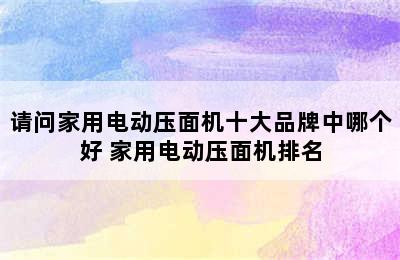 请问家用电动压面机十大品牌中哪个好 家用电动压面机排名